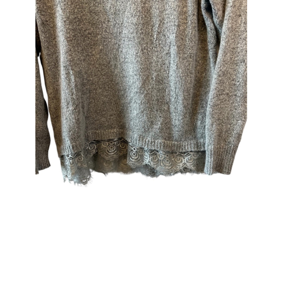 KISMET Grey Knit Soft Bottom Lace Inert Long Sleeve Pullover Sweater L - Picture 3 of 9